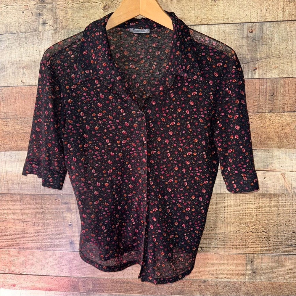 Evolution Y2K Sheer Blouse Floral Women’s Small